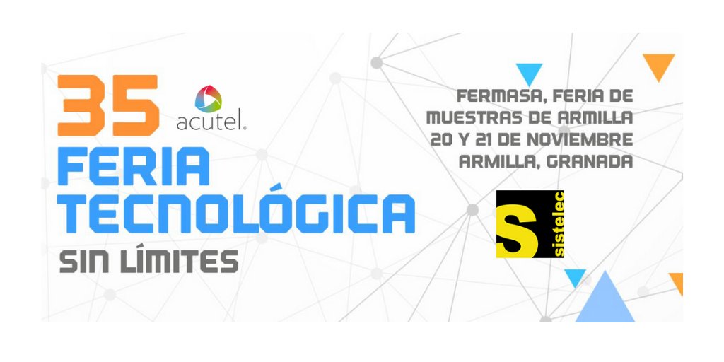 Sistelec's tweet image. ¿Quién ha dicho que no se puede estar en dos sitios a la vez? El 20-21 de noviembre, también estaremos en #Granada en la Feria #ACUTEL2019. Podréis visitarnos en el stand 14. Un año más, no nos la perdemos. ¡Os esperamos!

#Sistelec #ACUTEL #FeriaTecnologica #Fermasa