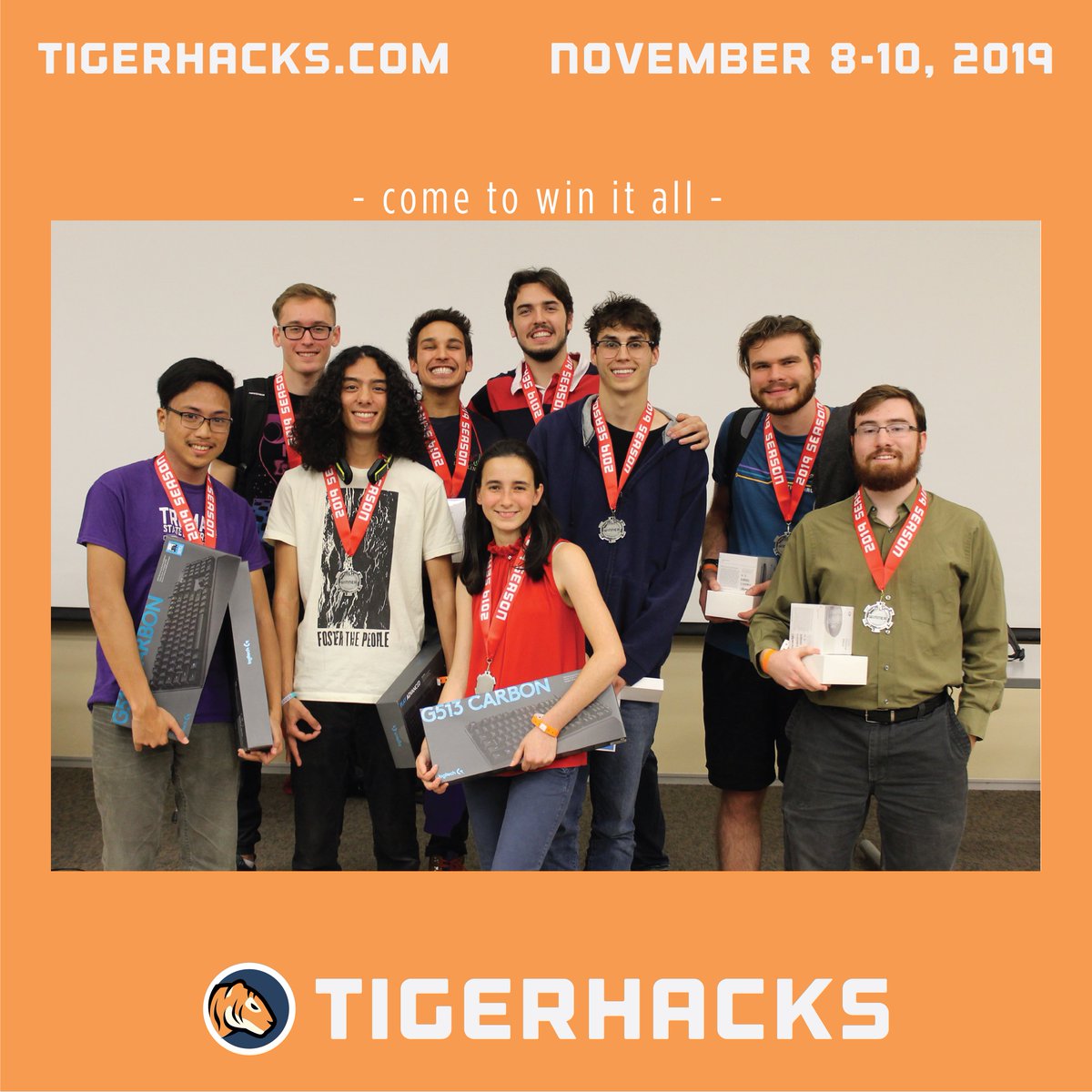 We're only 9 days away and at TigerHacks 2019 you can win it all. Register at tigerhacks.com to compete with hundreds of other students for a ton of different prizes.