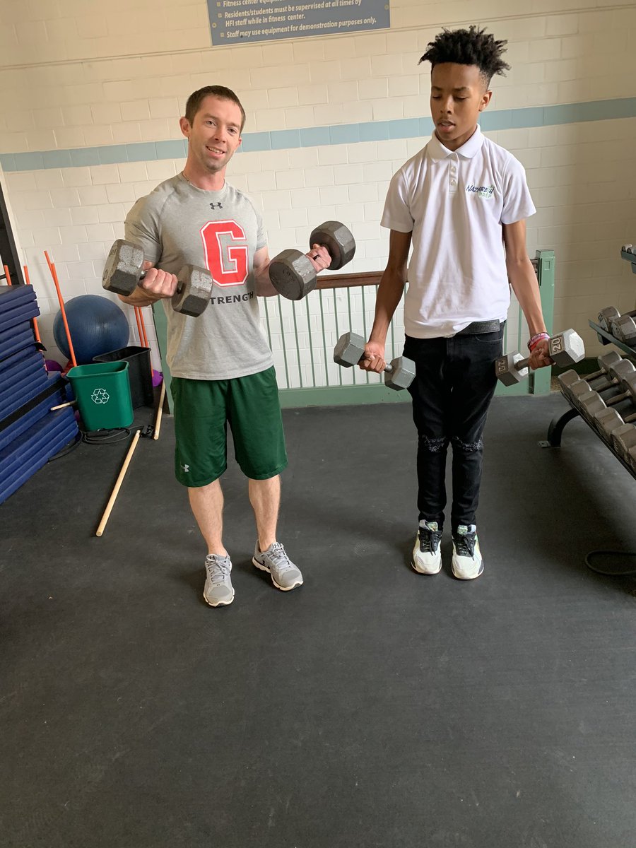 pe_naz's tweet photo. Damon and Mr. Eden hitting up some bicep curls in health and physical education 💪 https://t.co/x1ttxEbPf3