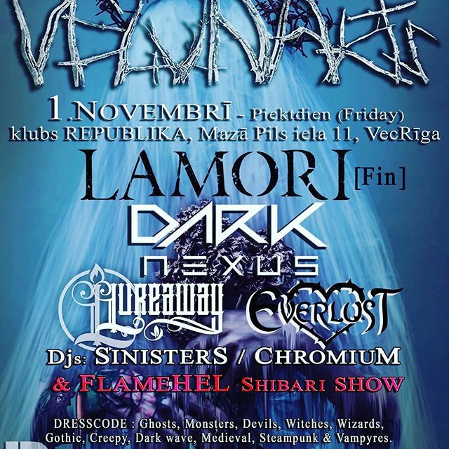 Don’t miss the “veļu nakts” carnival at <a href="/bars/">Bars</a>.republika with <a href="/lamorimusic/">LAMORI</a> <a href="/darknexusband/">Dark Nexus</a> @lureawayband &amp; <a href="/flame/">Flame</a>.hel #Tags: #music #goth #rock #metal #musician #musicians #musicproducer #musicvideo #musicman #musicismylife #musicianlife #musicmonday #musicstudio #love #instag…