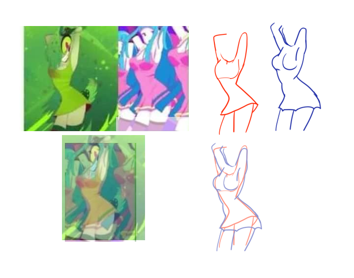 Here& #39;s the "traced proof" and right now i can debunk that. I traced Vivzie& #39;s Version of the Me!Me!Me dance, then the original and would you look at that, its different. It& #39;s copied, Not traced. Many artists copy this dance to make their own version. why is this now a problem?