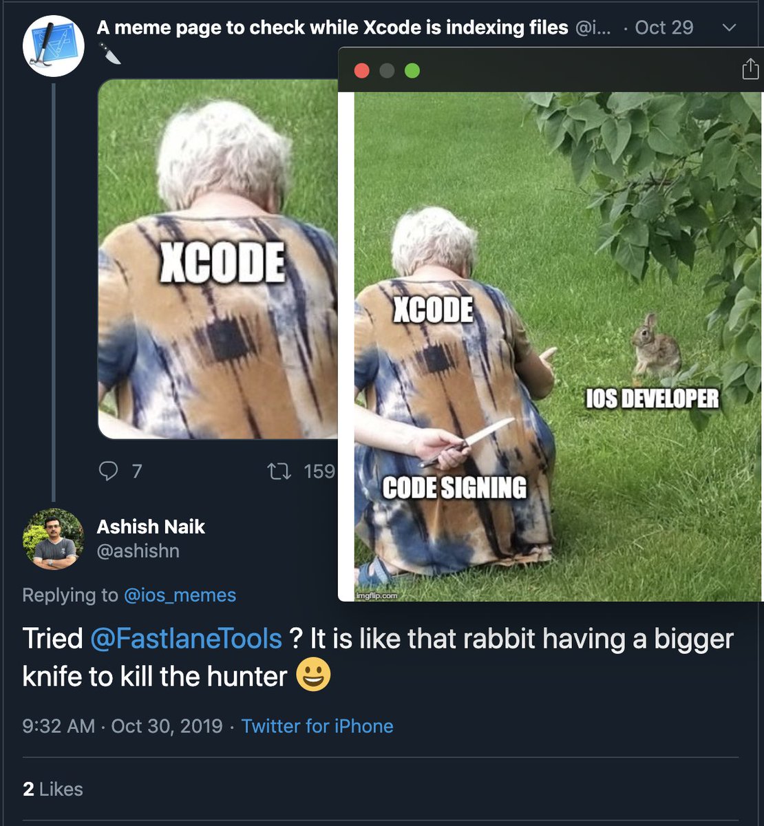Felix Krause Ios Code Signing Memes Always At Least One Person Replying With Fastlane Via Ios Memes Ashishn