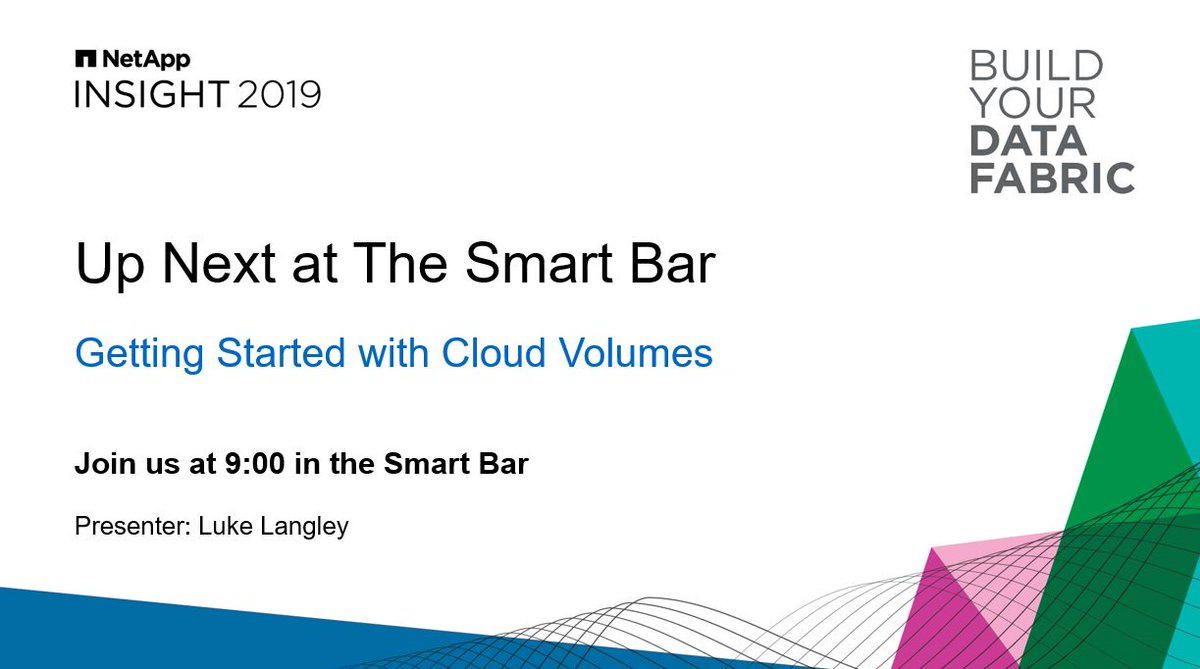 TheGurmuxxon's tweet photo. First up at the #SmartBarDemos at 9:00 "Getting Started with Cloud Volumes"! As seen on @NetAppCEO Keynote! #NetAppINSIGHT @dmancran @BrentInSupport @JaylinWeb @cat_manning @Captain_ESERIES @Mateo_SGRID https://t.co/2Qg89Eflg0