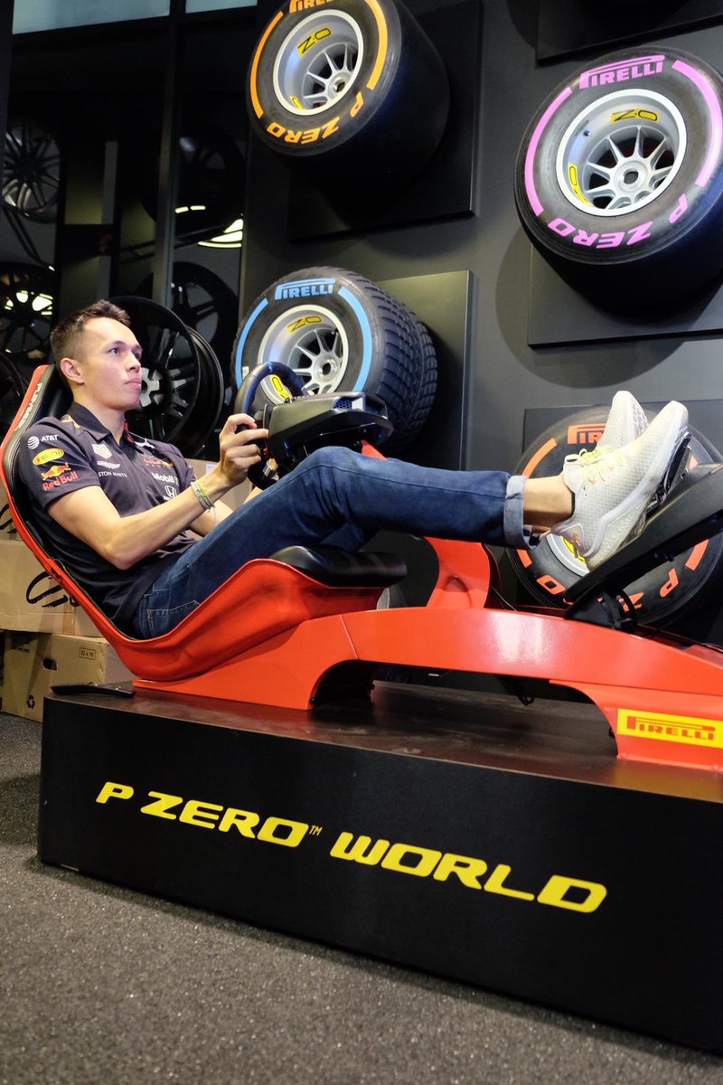 PirelliUSA's tweet photo. Making our special guest feel right at home in our Los Angeles flagship store - welcome @alex_albon! @redbullracing #PZeroWorld #PZero #PirelliMotorsport https://t.co/Bn86HhN4WJ