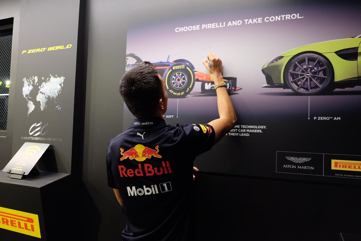PirelliUSA's tweet photo. Making our special guest feel right at home in our Los Angeles flagship store - welcome @alex_albon! @redbullracing #PZeroWorld #PZero #PirelliMotorsport https://t.co/Bn86HhN4WJ