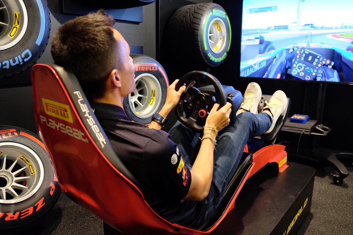 PirelliUSA's tweet photo. Making our special guest feel right at home in our Los Angeles flagship store - welcome @alex_albon! @redbullracing #PZeroWorld #PZero #PirelliMotorsport https://t.co/Bn86HhN4WJ