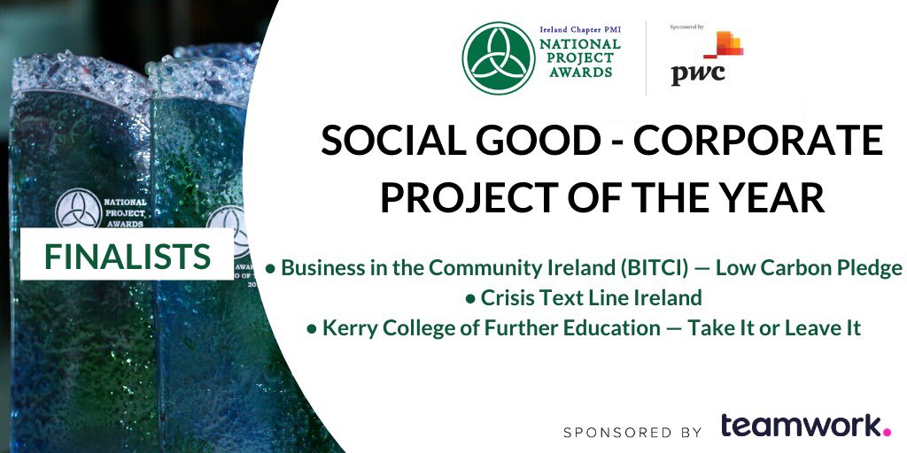 Once again the submissions for the #ProjectAwards19 have highlighted the extraordinary work being done across the country. The finalists for Social Good - Corporate Project of the Year, sponsored by <a href="/teamwork/">Teamwork.com</a>, have been announced. Full details at bit.ly/ShortlistProje…
