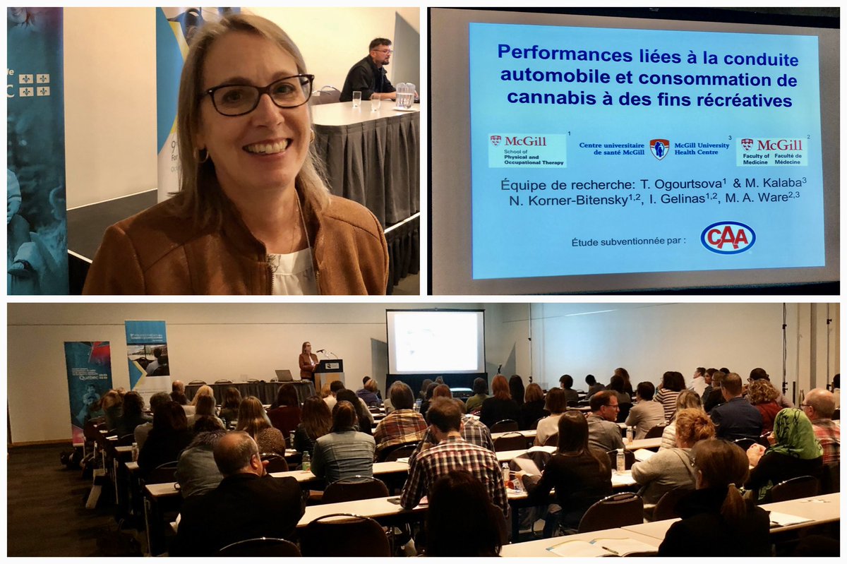 McGillRehab's tweet photo. Isabelle Gelinas, PhD OT - Driving performance and use of #cannabis for recreational purposes in young drivers at National Workshop for Driver Rehab Specialists @CIUSSS_CN #ot365 #RoadSafety #quebeccongres  https://t.co/iu1Ay4uHwd https://t.co/M5FYaOduP8
