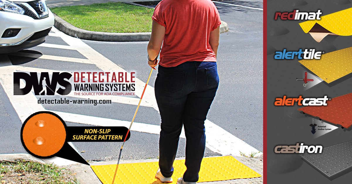 detectable_warn's tweet photo. The original surface applied #RediMat #DetectableWarning is constructed of extremely durable, UV protected polyurethane with a non-slip pattern for #VisuallyImpaired #pedestrians. More on our site: https://t.co/9fgNuSnJPQ https://t.co/ecfJnS5zBk