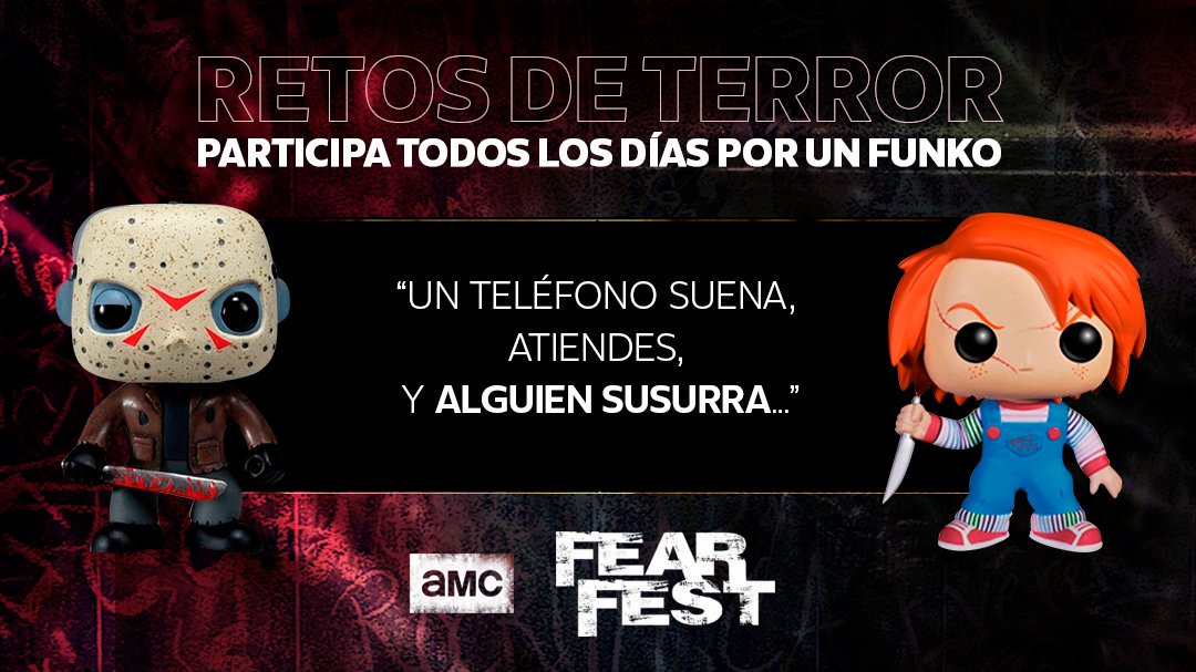 amctv_la's tweet photo. 📢 #RetoAMC número 8
¡Participa por el Funko de un personaje de terror!

¿Cómo?

Responde en las próximas 24hs con un tweet o a través de un hilo, la frase que te dejamos aquí con una mini historia de terror.

Bases y condiciones: https://t.co/XHoWOBmgbz https://t.co/JGZbOMTtst