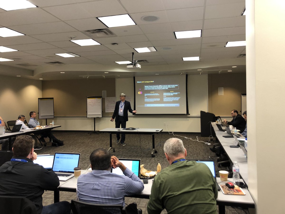 shammyssohal's tweet photo. #MikeFriday explaining the differences between attended vs unattended bots for @SAP_RPA and our @SAP Partners in Dallas Texas. Do you know the advantages of both? Contact me to find out more and what we can do with your Customers. @SAPPartnerEdge #IntelligentRPA #IRPA #Bots #RPA https://t.co/3rTTGQAUJN