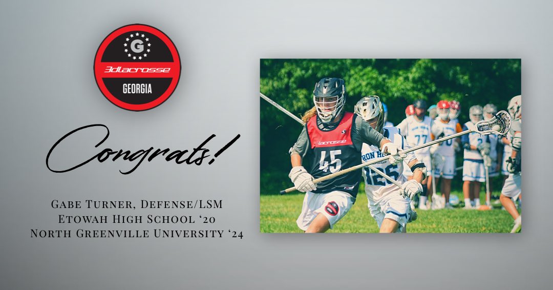 3dGeorgia's tweet photo. Huge Congratulations to Gabe Turner, 2020 D/LSM, from @EtowahHS on his commitment to @NGUMensLacrosse! Can’t wait to watch him grow and play at the next level. #3don2 #3dCommitted https://t.co/hAAaz6aqti