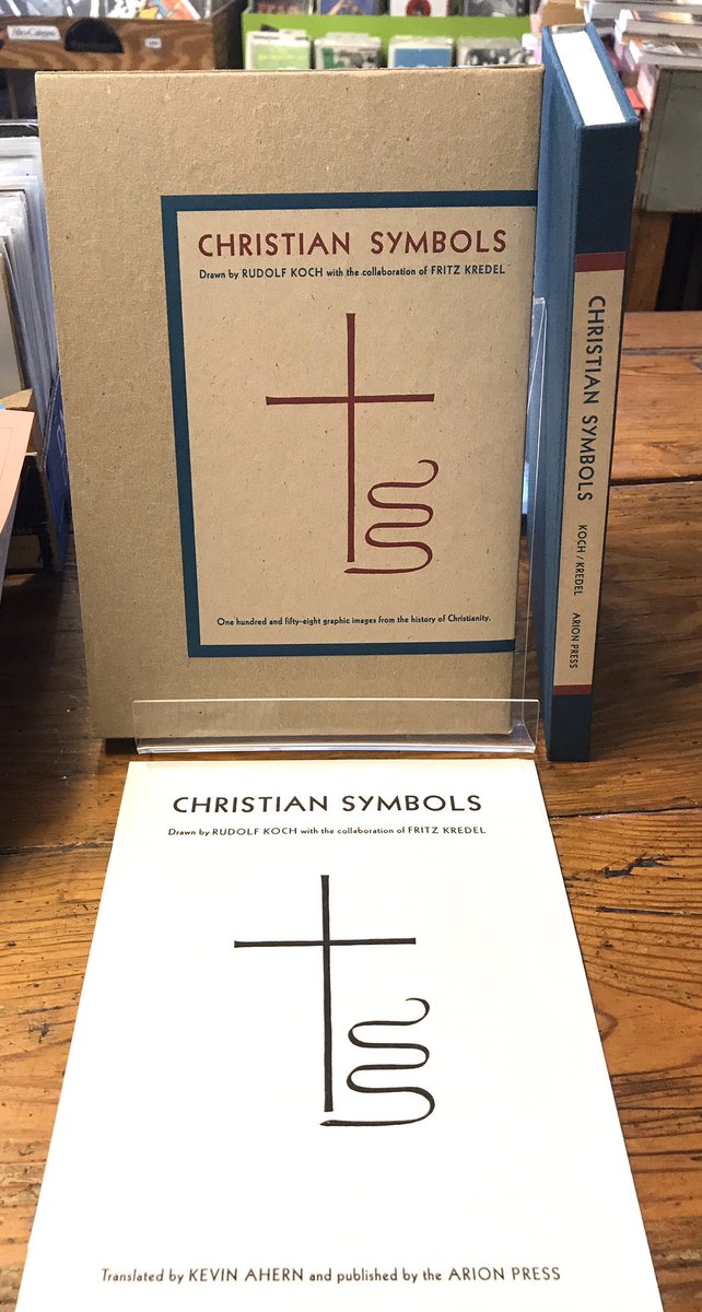 NormalsBooks's tweet image. Fine 1996 #Arion hardback quarto of #ChristianSymbols drawn by #RudolfKoch with the collaboration of #FritzKredel In fine slipcase with 8 page booklet, $60.