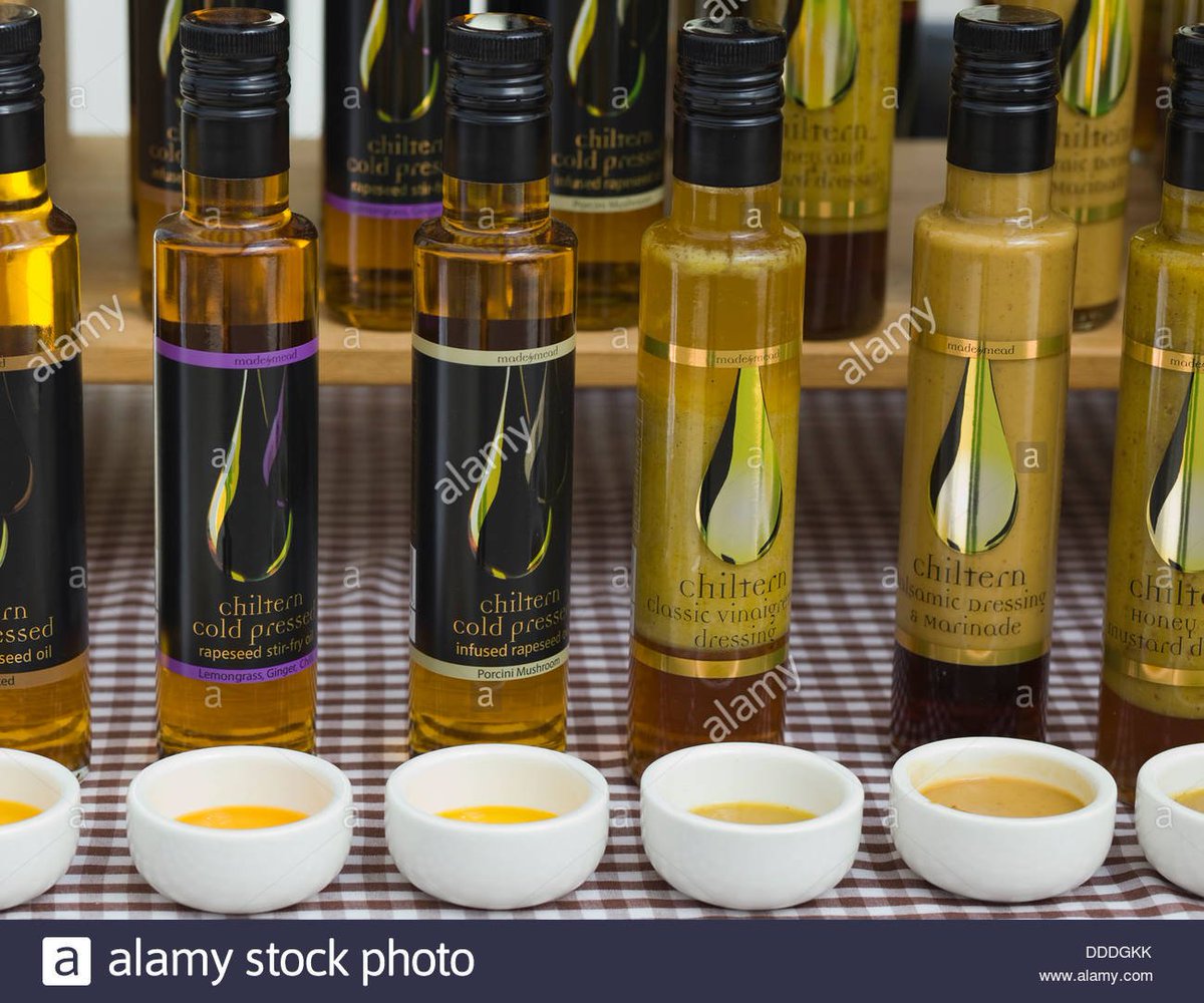 Welcome <a href="/chiltern_oil/">Chiltern Cold Pressed Rapeseed Oil</a>, our newest contributor! Simon and Chris produce oils, dressings and sauces of the highest quality, grown on their family farm in Herts. Their family have been farming in the Chilterns since 1860, so they know what they're doing! #Hertfs #Cookbook #Foodies