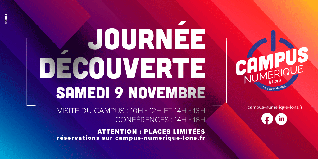 Inauguration le 8/11 et journée découverte du Campus Numérique de Lons #campuslons avec conférence de <a href="/queenihowa/">Queenihowa</a>  et Olivier Morin le 9/11 à 14h et 16h
Voir campus-numerique-lons.fr
Réservation conseillée
<a href="/Lons_le_Saunier/">Lons-le-Saunier</a> <a href="/bfc_region/">Région Bourgogne-Franche-Comté</a> #numerique <a href="/OrangeBFC/">Orange Bourgogne Franche-Comté</a> @utbm_fr <a href="/LPNews_BFC/">La Poste Groupe BFC</a>