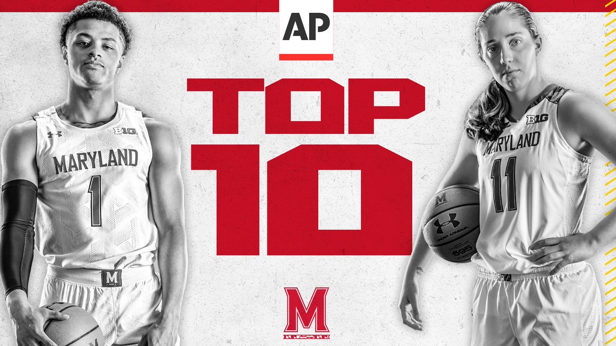 umterps's tweet photo. It's official!!

Maryland is one of only two schools heading into the season with their men's and women's basketball teams ranked in the @AP_Top25's Top 10!

#FEARTHETURTLE https://t.co/zMjG5G6zoa