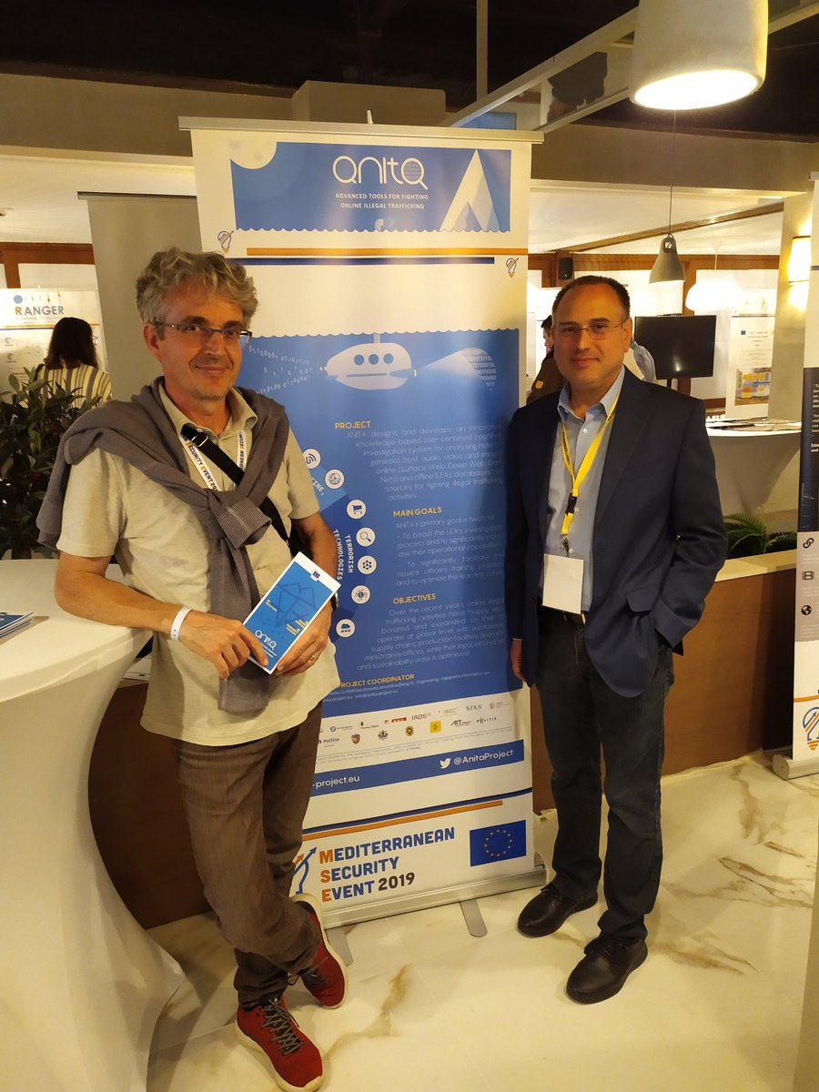 <a href="/AnitaProject/">ANITA_Project</a> is participating in <a href="/event_mse/">Mediterranean Security Event</a>:  discussing with #LawEnforcementAgencies,  #researchers &amp; Sister projects <a href="/Copkit_EU/">COPKIT</a> <a href="/H2020Magneto/">MAGNETO_H2020</a> <a href="/CONNEXIONsEU/">CONNEXIONsEU</a> #H2020