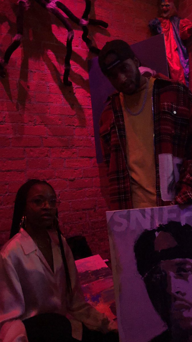 kingdesyonce's tweet photo. @6LACK bought my painting of him at the @Trapxart show ! https://t.co/Pu210bDLcw