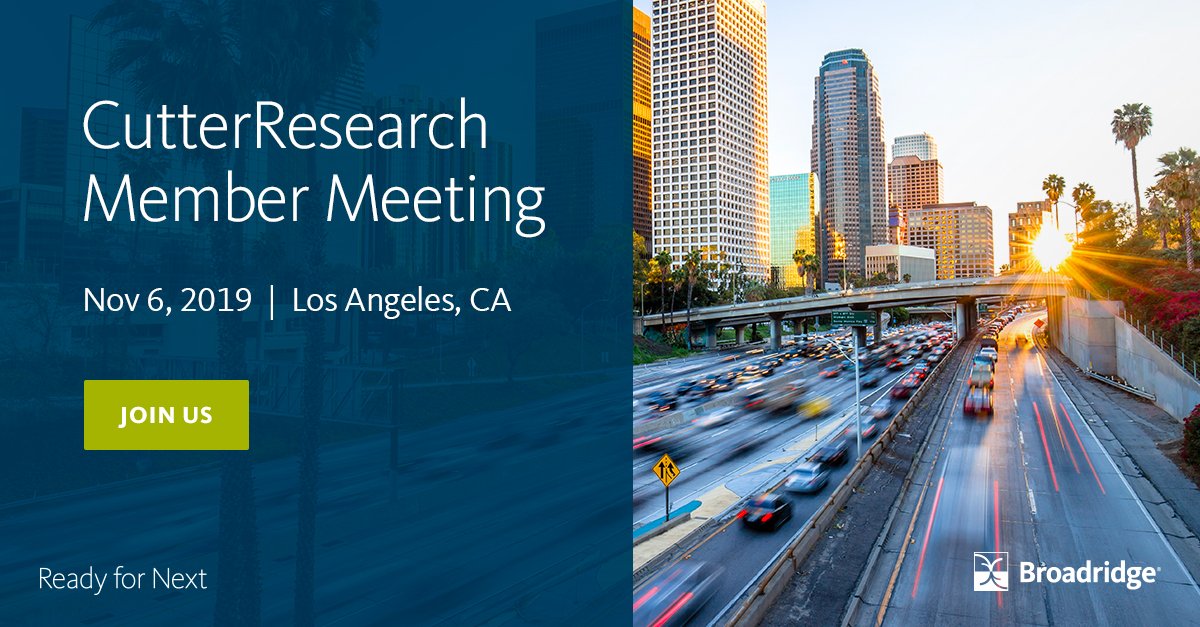 Broadridge's tweet image. Join the Broadridge team - Eric Hamilton and Katelyn Coburn - at the Cutter Associates meeting in Los Angeles. Learn about our platform that supports multiple asset classes, new geographies, and unique fee models. #AssetManagement #CutterResearch app.go.broadridge1.com/e/f2.aspx?elqF…