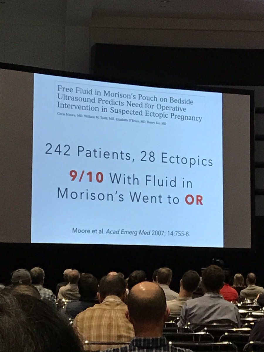 DO_CKo's tweet photo. Fluid in morisons pouch in ectopic pregnancy predicts need to go to the OR 👌🏼 #ACEP19 https://t.co/0ong8fsFL5