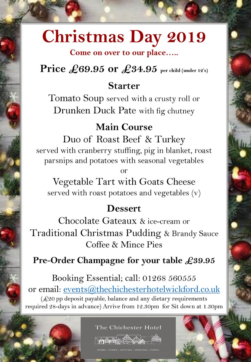 Yes, it's getting near that time of year again... Christmas!🎅
Make Christmas easy this year and celebrate it with us at The Chichester Hotel.
#Christmas #ChristmasIsComing #EssexRestaurant #Essex