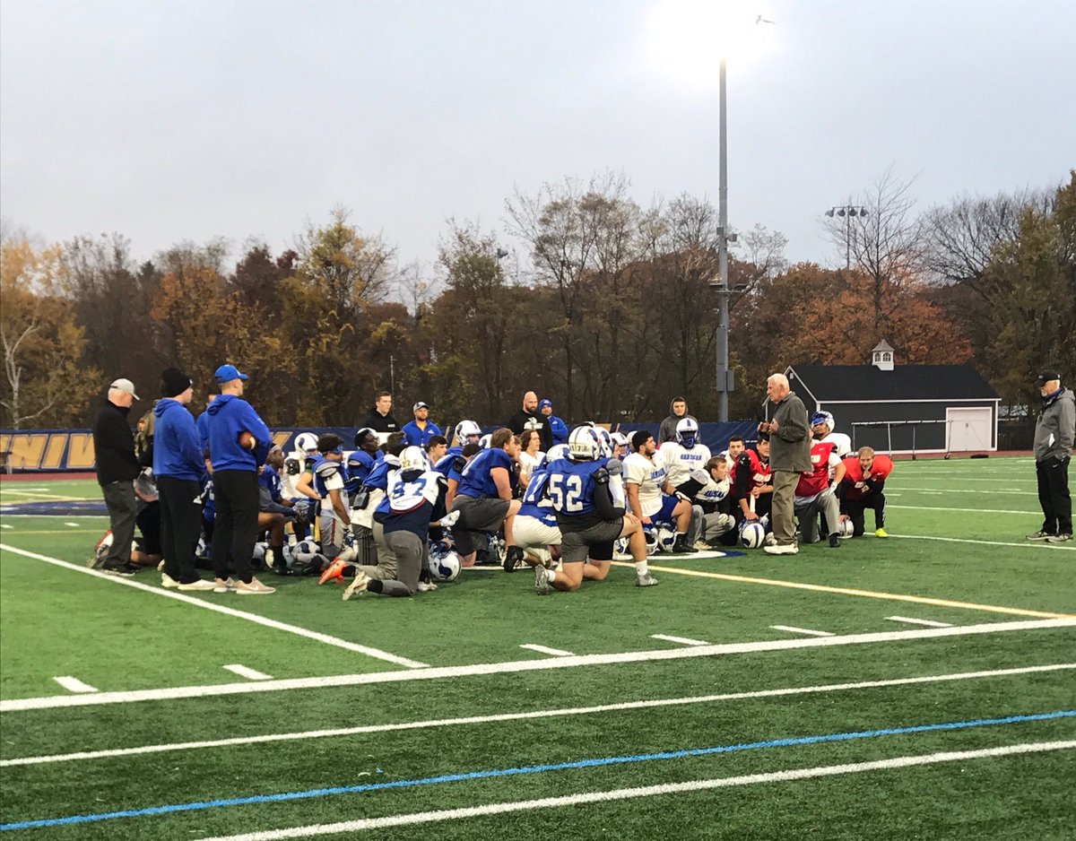 WSU_LancerFB's tweet photo. It was a privilege having Coach Jim Girouard address the team at yesterday’s practice. Coach Girouard started the football program in 1969, leading the team until 1982 #BTH https://t.co/yChxNv7A76