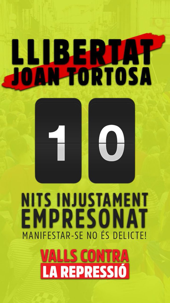 llibertatjoan's tweet photo. ❌ 10 dies de segrest per al Joan. Prou ostatges de l’Estat repressor!!!

➡️ Seguirem dempeus fins l’alliberament i l’absolució de totes i cadascuna de les detingudes. US VOLEM A CASA!

📲 Atentes als nostres canals per pròximes convocatòries

#LlibertatJoanTortosa https://t.co/VgemJfb6pb