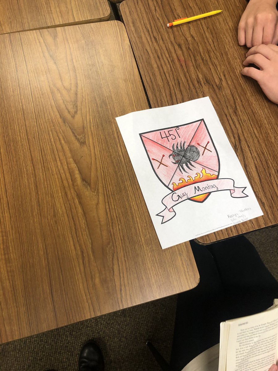 Alma_MsDapson's tweet photo. My PreAP 10th grade classes are participating in book clubs this unit. For today’s meeting, they are creating symbolism crests for a character in their books. https://t.co/M7AMtd3w5E