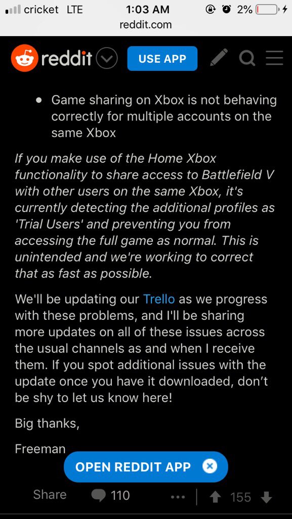 xpressionplayer's tweet photo. For those having issues loading their digital game on shared Xbones. #BattlefieldV #Battlefield #dice #Trello https://t.co/Khbe1hd8hb