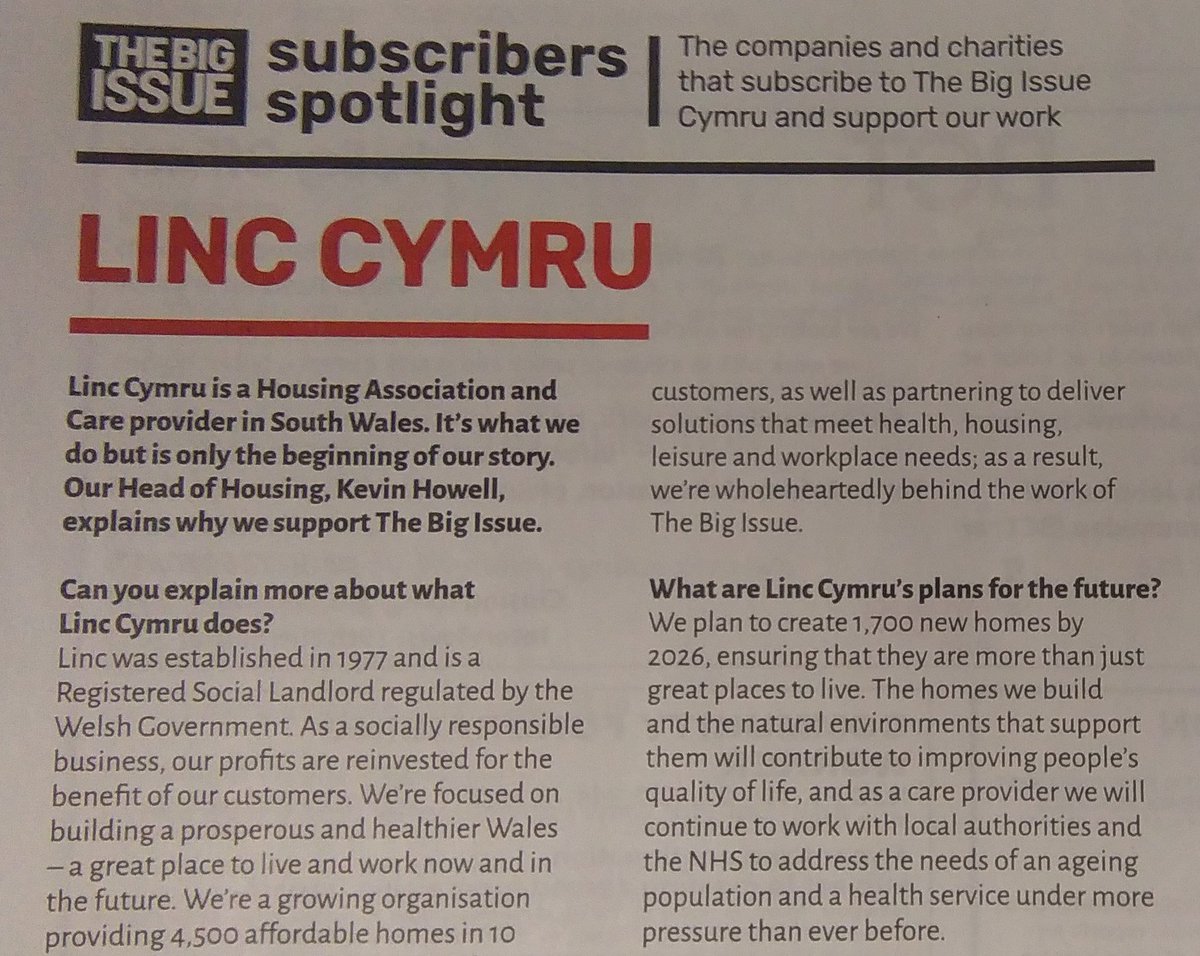BigIssueCymru's tweet photo. Our featured supporter this week is @Linc_Cymru.
Check them out, grab a mag today! https://t.co/eMGbKBVdCq