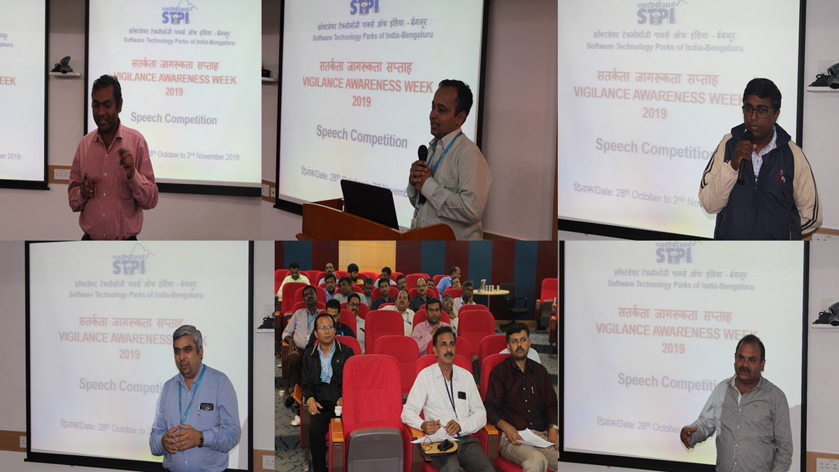 STPI-Bengaluru officials actively participated in the speech competition on the topic “Integrity- A way of Life” on the occasion of #VigilanceAwarenessWeek 2019 #vigilanceweek2019 #STPIINDIA @rsprasad @SanjayDhotreMP @Omkar_Raii @stpiindia @CVCIndia