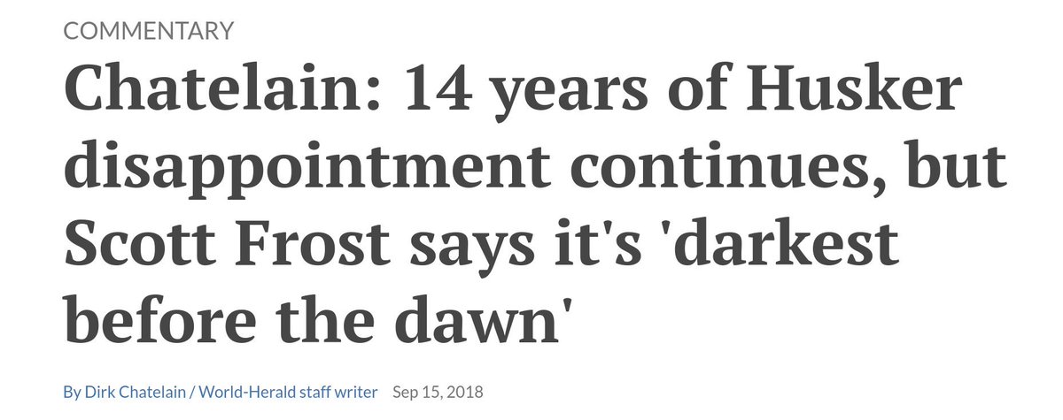 HuskGuys's tweet image. An annual tradition unlike any other.  

Dirk finally came out with his annual story of "After X Years of Failure, Nebraska will never be good at football again" story.  

For reference, here are some headlines of when he wrote this exact same story in 2018 and 2017