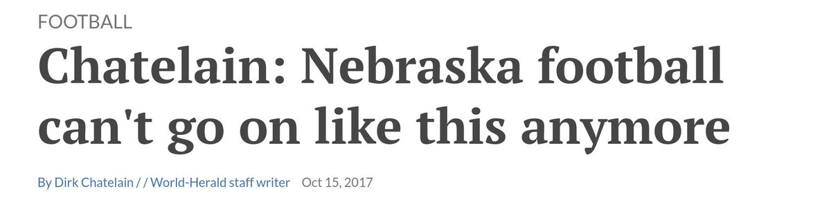 HuskGuys's tweet image. An annual tradition unlike any other.  

Dirk finally came out with his annual story of "After X Years of Failure, Nebraska will never be good at football again" story.  

For reference, here are some headlines of when he wrote this exact same story in 2018 and 2017