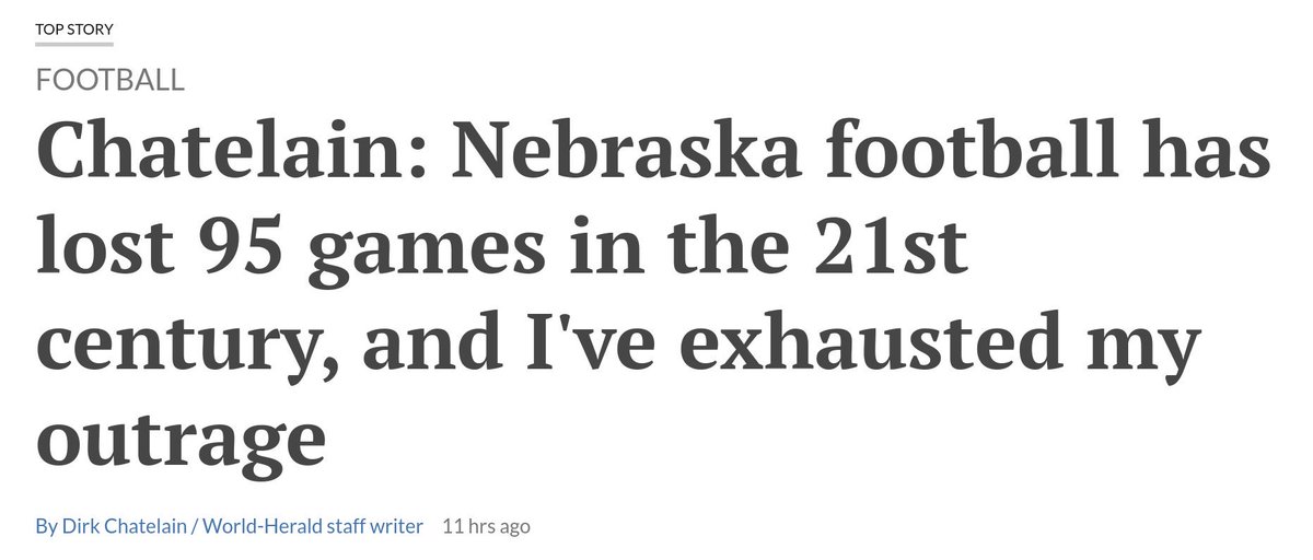 HuskGuys's tweet image. An annual tradition unlike any other.  

Dirk finally came out with his annual story of "After X Years of Failure, Nebraska will never be good at football again" story.  

For reference, here are some headlines of when he wrote this exact same story in 2018 and 2017