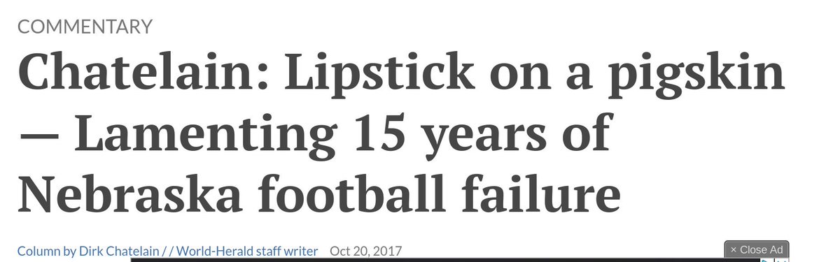 HuskGuys's tweet image. An annual tradition unlike any other.  

Dirk finally came out with his annual story of "After X Years of Failure, Nebraska will never be good at football again" story.  

For reference, here are some headlines of when he wrote this exact same story in 2018 and 2017