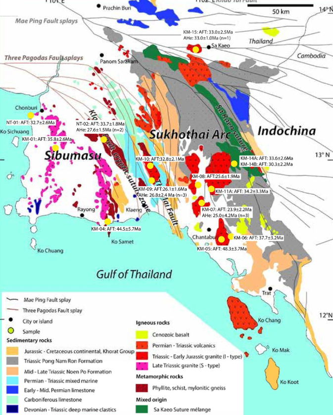 GeolSoc's tweet photo. Low-temperature thermochronological techniques, specifically apatite (U–Th)/He and apatite fission-track dating, were used to reconstruct the thermal history of southeastern Thailand...read more on the Lyell Collection https://t.co/Yi2WwUcVGo

#tectonics #geology https://t.co/YcLtp6GZwC