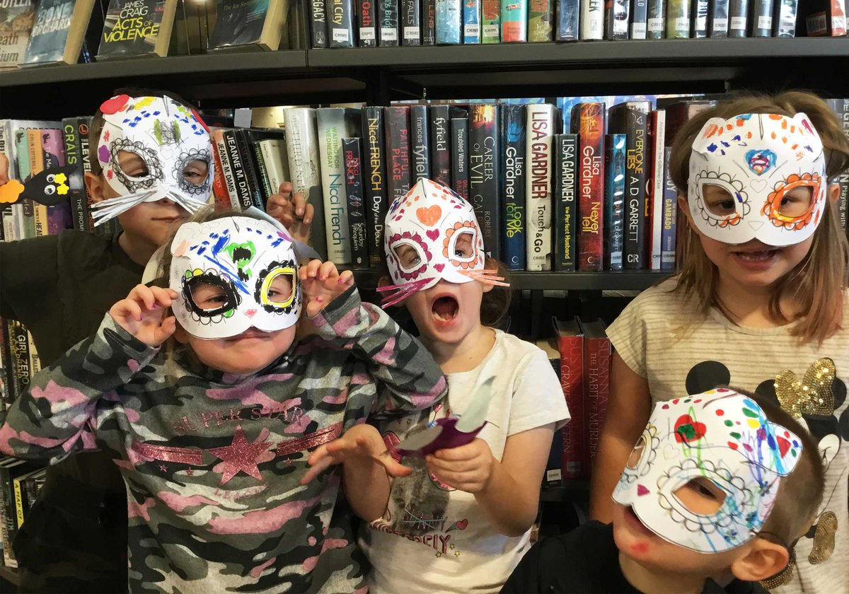 stocktonlibrary's tweet photo. In honour of #Halloween tomorrow and #NationalCatDay yesterday, our little library fur-iends 🐱 at #StocktonCentralLibrary made some fantastic spooky feline masks! #stocktonlibraries #halftermcrafts #getcreative https://t.co/tBtEzsgx4c