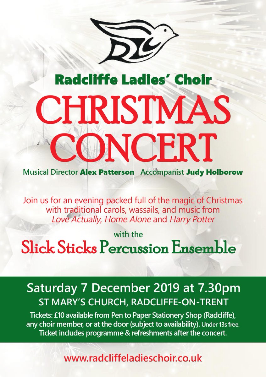 radcliffeladies's tweet photo. Join us for the MAGIC OF CHRISTMAS alongside Stick Sticks Percussion Ensemble with music from #LoveActually #HarryPotter &amp; #HomeAlone. Saturday 7 December, 7.30pm @RadcliffeStMary https://t.co/RsK9sETXvV