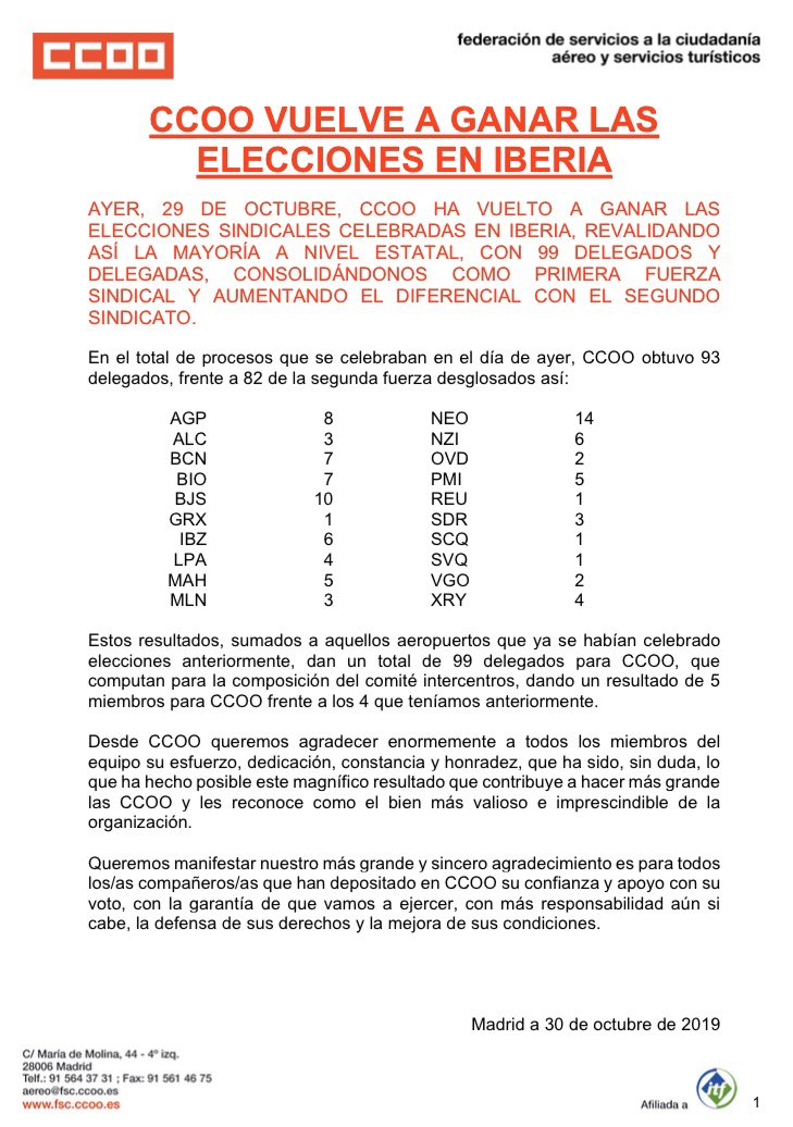 CCOO South Europe Ground Services Madrid-Barajas tweet media