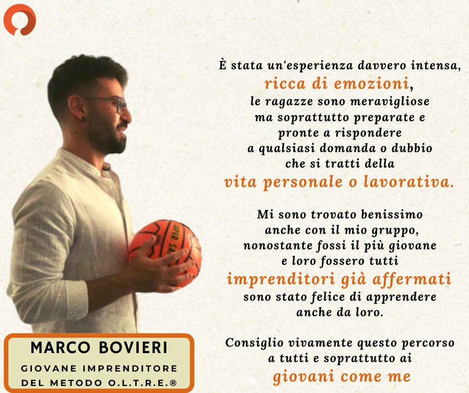 Oltriamo's tweet photo. Marco Bovieri è un #imprenditore che a 25anni ha scelto il #metodoOLTRE
🔝Per ottenere #fiducia e stima del #team
🔝Per costruire la propria identità diversa dalla madre imprenditrice nel #PassaggioGenerazionale
🔝Per sprigionare la propria #leadership con #IntelligenzaEmotiva https://t.co/rXJRaI4zrk