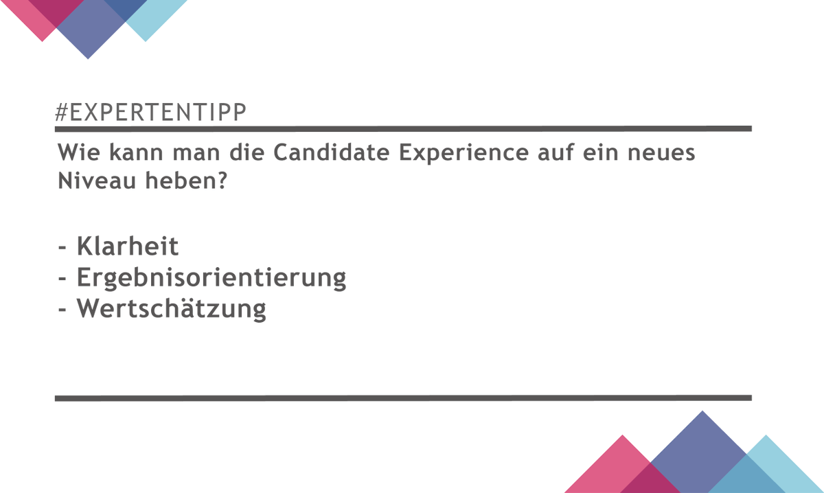 hrconnectum's tweet photo. Wenn du die #Klarheit, #Ergebnisorientierung und #Wertschätzung in deinem Unternehmen veränderst, wird sich auch die Candidate Experience verbessern. Du willst mehr zu dem Thema wissen. Schau dir das #InsightandBreak Video an:
https://t.co/u5dB6u7ICi https://t.co/ItHFmm1VER