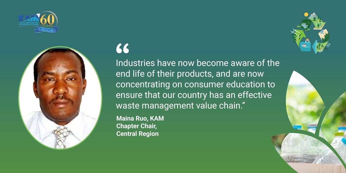 KAM_Kenya's tweet photo. Industries have now become aware of the end life of their products, and are now concentrating on consumer education to ensure that our country has an effective waste management value chain.
- Maina Ruo, KAM Chapter Chair, Central Region
#ChapterEdition #KAMCSI2019 https://t.co/kaS8qlLmJk