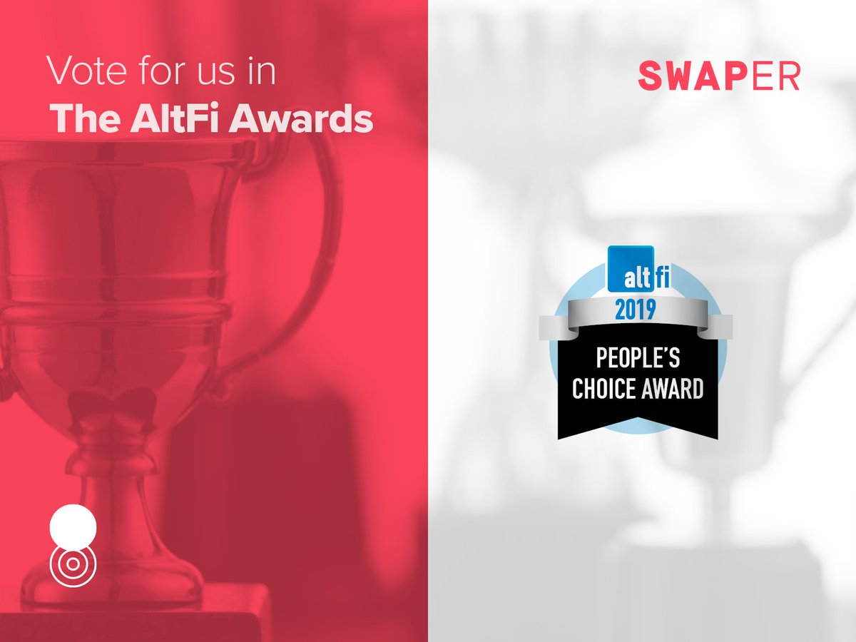 Swaper_Invest's tweet photo. 📣LAST CHANCE to support #Swaper at @AltFiNews 2019 People's Choice #award! Cast your vote here: https://t.co/7EJxS5VsEV 👏Thank you!

#p2p #p2plending #fintech #investing #loanmarketplace https://t.co/j4PCQ9nqf3