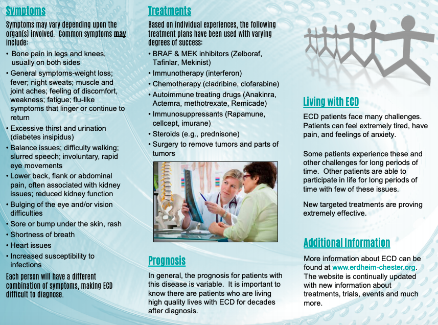 ECDGA's tweet photo. What are the signs and symptoms of ECD? Find these in the attached flyer to print and share.
#10yearsstrong #support #ErdheimChester

https://t.co/6aAyrOcwcX https://t.co/PqgosnOYVP