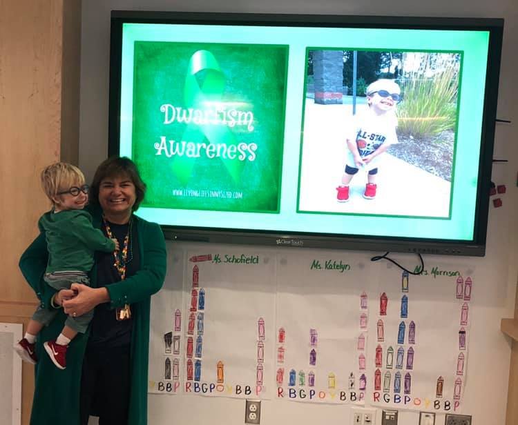 We are wearing green for Nate today!!  #DwarfismAwarenessMonth