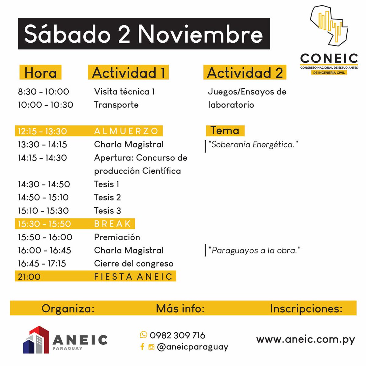 IngenieriaUNA's tweet photo. https://t.co/z8NDGfF42M El Congreso Nacional de Estudiantes de #IngenieríaCivil – #CONEIC es declarado de Interés Académico de la FIUNA, se invita a participar del evento a realizarse los días 1 y 2 de Noviembre del 2019, desde las 08 hs en el Campus de la UNA, San Lorenzo. https://t.co/X5KIp93aa5
