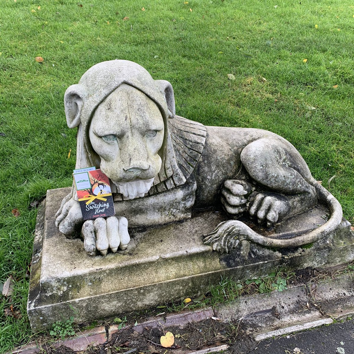 Bookfairies_NE's tweet photo. The lion in Leazes Park is keeping this copy of @scholasticuk The Switching Hour by @damarisyoung safe from Badeko until it is found by a lucky young reader ๐ #switchinghour #switchinghourtbf #IBelieveInBookFairies https://t.co/utww7Fl5vw