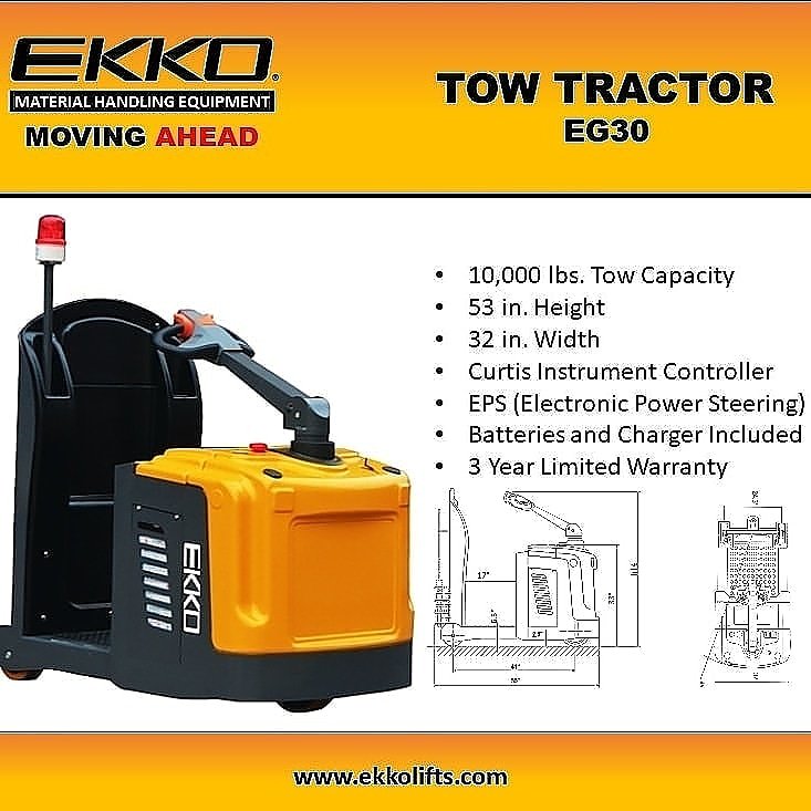 EKKOlifts's tweet photo. #EG30 10,000 lb. Tow Tractor vy EKKO. https://t.co/WHEJyJileT #towtractor #tuggers #ekko #ekkolifts #forklift #forklifts #lifttruck #lifttrucks #materialhandlingequiment #walkiestackers #walkiepalletjack #reachtruck #reachtrucks #warehousing #industrialequipment https://t.co/26RUP237PW