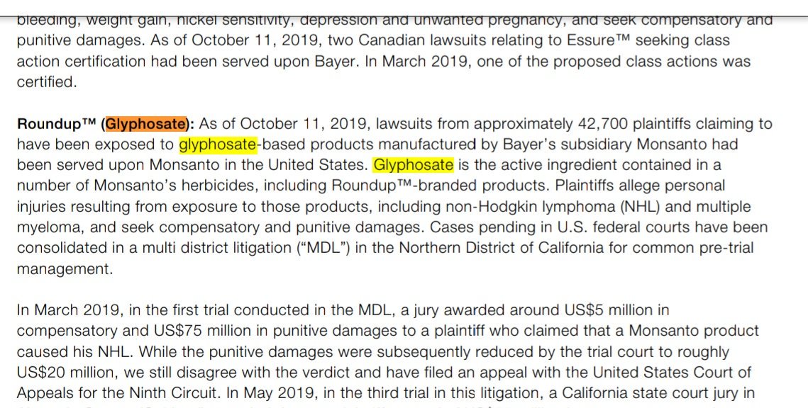 anabelpomar's tweet photo. La comunicacion de @Bayer4Crops @Bayer sobre los Juicios contra Monsanto. Las demandas en EEUU contra el #Roundup ya son a 42.700
Confirman además el nuevo frente de litigio en Canadá (9 casos de usuarios del Roundup con cáncer)
#MonsantoTrial
#RoundupTrial
@Lavacatuitera https://t.co/jUhjdTrYVM