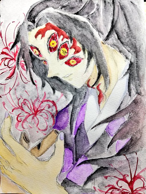 サブ描きさんがTwitterに投稿した黒死牟(鬼滅の刃)のイラスト。